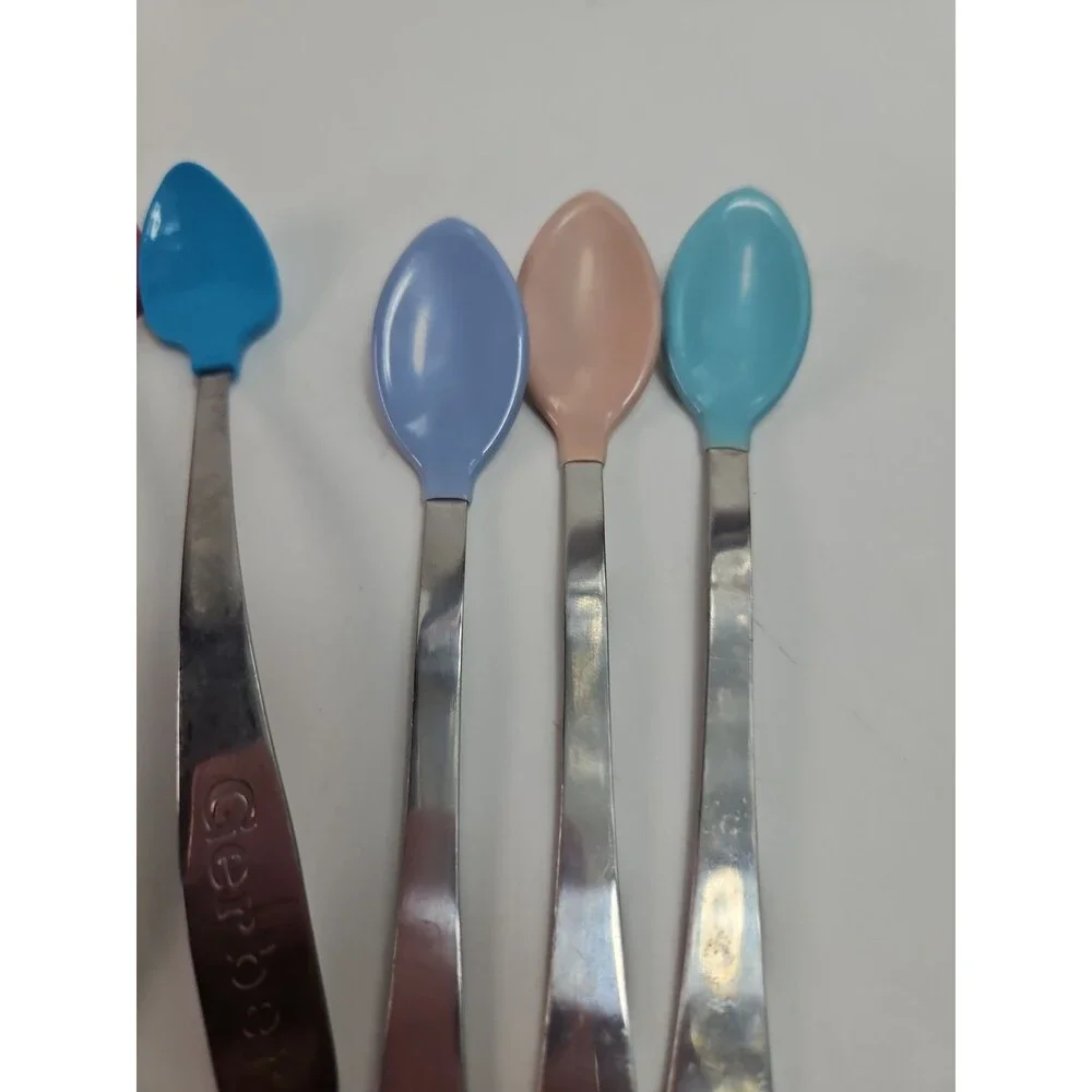 VTG Gerber Munchkin Baby Spoons Stainless Steel silicone tips Set of 6